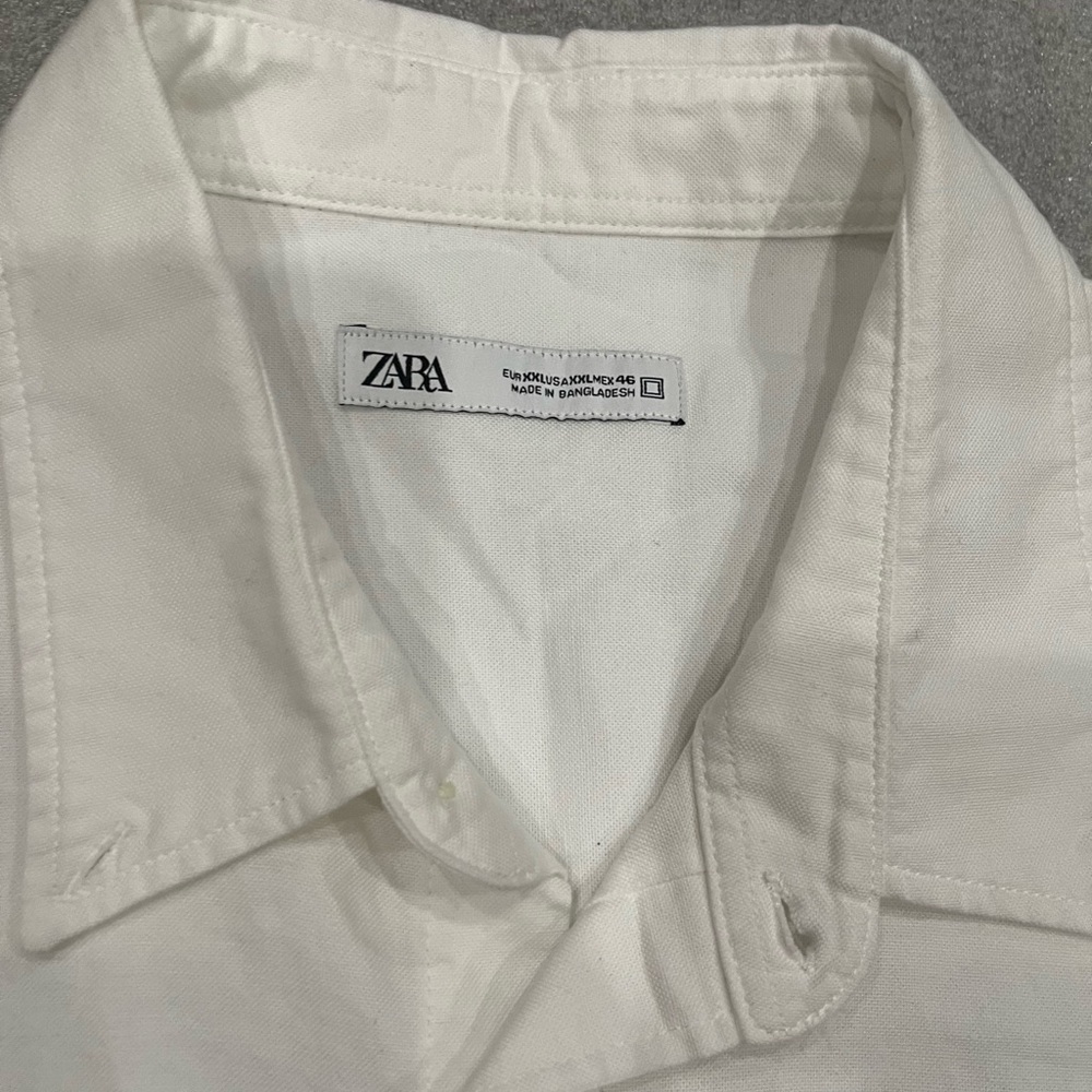 [XXL]Zara Men's White Heavy Cotton Button Down Shirt NWOT - Picture 4 of 11